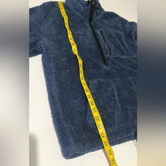 PINK Victoria's Secret Teddy Half Zip  Blue Fleece Pullover Sweatshirt - Picture 4 of 7